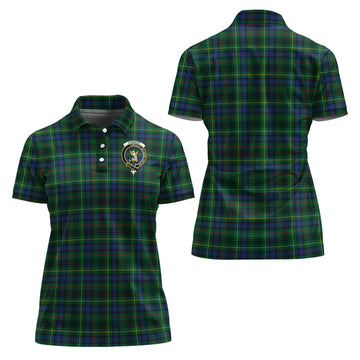 Stewart Hunting Modern Tartan Polo Shirt with Family Crest For Women