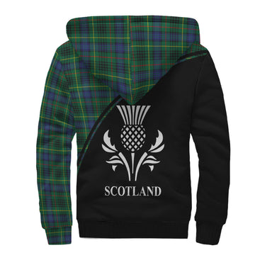 Stewart Hunting Modern Tartan Sherpa Hoodie with Family Crest Curve Style