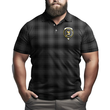 Stewart Mourning Tartan Men's Polo Shirt with Family Crest