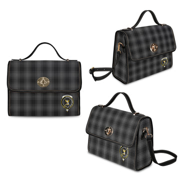 Stewart Mourning Tartan Waterproof Canvas Bag with Family Crest