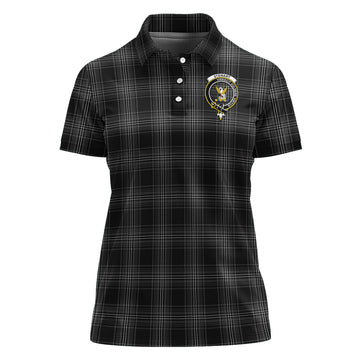 Stewart Mourning Tartan Polo Shirt with Family Crest For Women