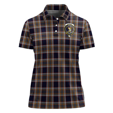 Stewart Navy Tartan Polo Shirt with Family Crest For Women