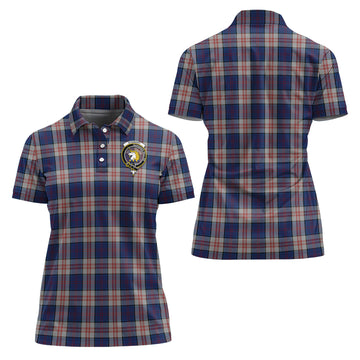 Stewart of Appin Hunting Dress Tartan Polo Shirt with Family Crest For Women