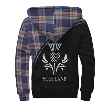 Stewart of Appin Hunting Dress Tartan Sherpa Hoodie with Family Crest Curve Style