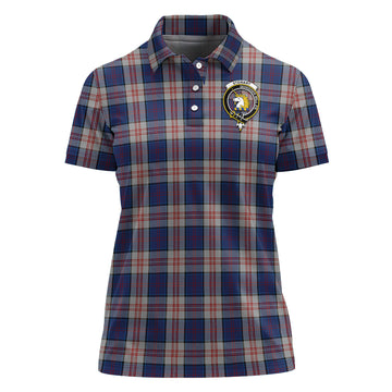 Stewart of Appin Hunting Dress Tartan Polo Shirt with Family Crest For Women