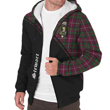 Stewart of Bute Hunting Tartan Sherpa Hoodie with Family Crest Curve Style