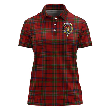 Stewart of Galloway Tartan Polo Shirt with Family Crest For Women