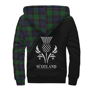 Stewart Old Tartan Sherpa Hoodie with Family Crest Curve Style