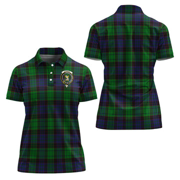 Stewart Old Modern Tartan Polo Shirt with Family Crest For Women