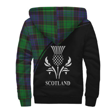 Stewart Old Modern Tartan Sherpa Hoodie with Family Crest Curve Style