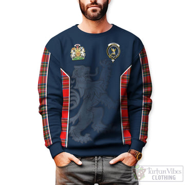 Stewart Royal Tartan Sweater with Family Crest and Lion Rampant Vibes Sport Style