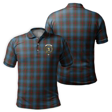 Stewart Royal Blue Tartan Men's Polo Shirt with Family Crest