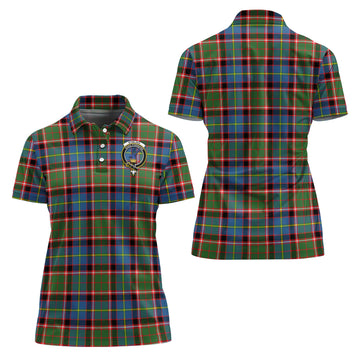 Stirling Bannockburn Tartan Polo Shirt with Family Crest For Women
