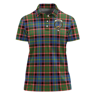 Stirling Bannockburn Tartan Polo Shirt with Family Crest For Women