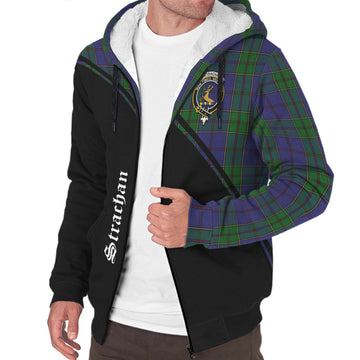 Strachan Tartan Sherpa Hoodie with Family Crest Curve Style
