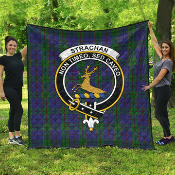 Strachan Tartan Quilt with Family Crest