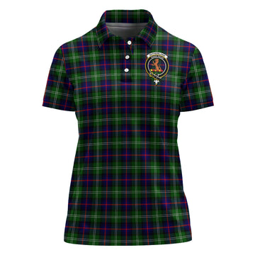 Sutherland Modern Tartan Polo Shirt with Family Crest For Women