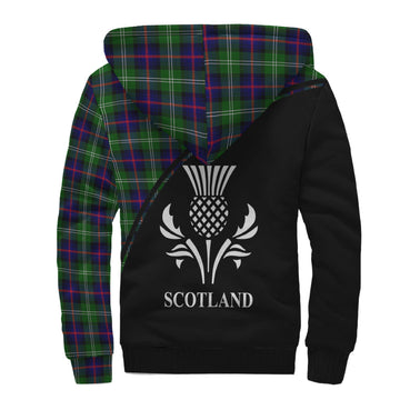 Sutherland Modern Tartan Sherpa Hoodie with Family Crest Curve Style