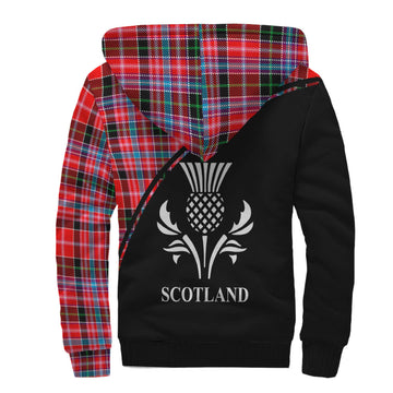 Udny Tartan Sherpa Hoodie with Family Crest Curve Style