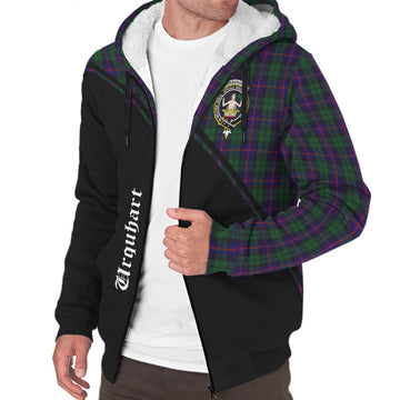 Urquhart Tartan Sherpa Hoodie with Family Crest Curve Style