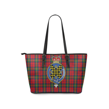Waddell (Fife), Greg Tartan Leather Tote Bag with Family Crest