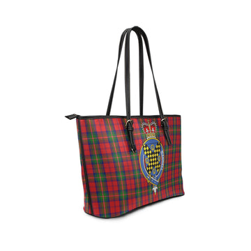Waddell (Fife), Greg Tartan Leather Tote Bag with Family Crest
