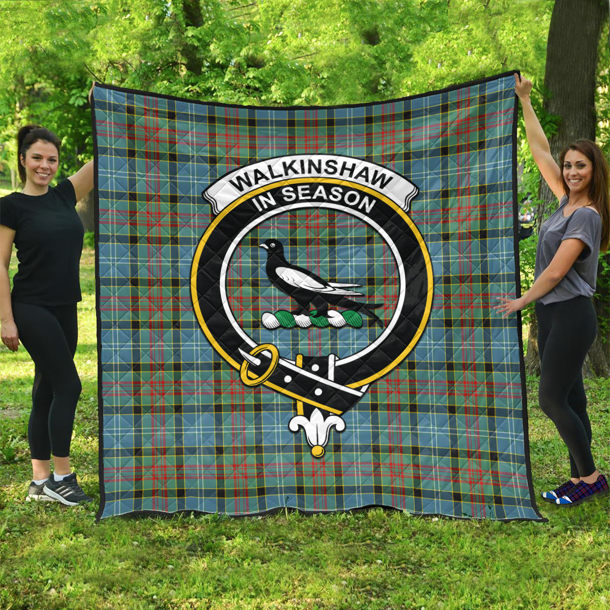 Walkinshaw Tartan Premium Quilt, Scottish Tartan Walkinshaw Clan Quilt Cross Style
