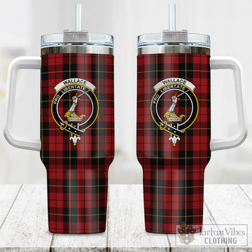 Wallace Tartan and Family Crest Tumbler with Handle