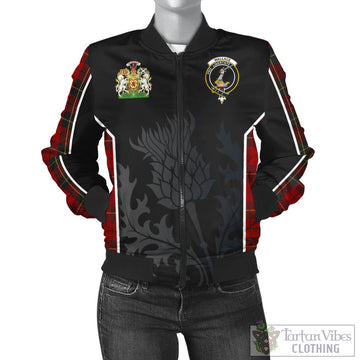 Wallace Tartan Bomber Jacket with Family Crest and Scottish Thistle Vibes Sport Style