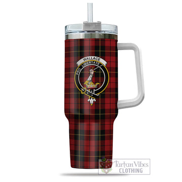 Wallace Tartan and Family Crest Tumbler with Handle