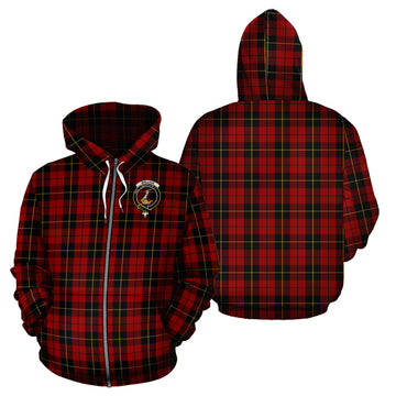 Wallace Tartan Hoodie with Family Crest