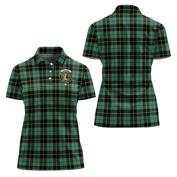 Wallace Hunting Ancient Tartan Polo Shirt with Family Crest For Women