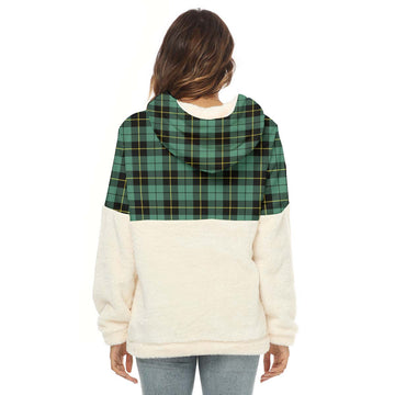 Wallace Hunting Ancient Tartan Women's Borg Fleece Hoodie With Half Zip with Family Crest