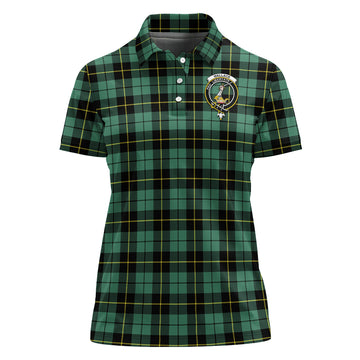 Wallace Hunting Ancient Tartan Polo Shirt with Family Crest For Women