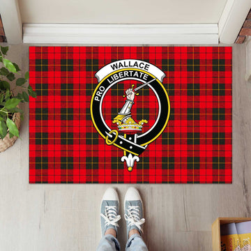 Wallace Weathered Tartan Door Mat with Family Crest
