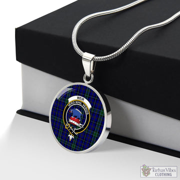 Weir Tartan Circle Necklace with Family Crest