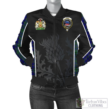 Weir Tartan Bomber Jacket with Family Crest and Scottish Thistle Vibes Sport Style