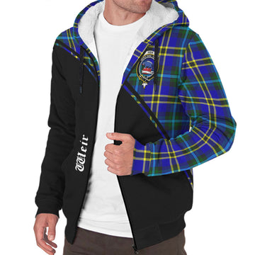 Weir Modern Tartan Sherpa Hoodie with Family Crest Curve Style