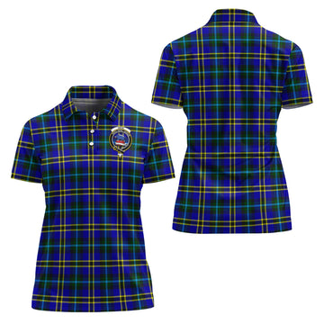 Weir Modern Tartan Polo Shirt with Family Crest For Women