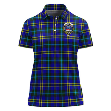 Weir Modern Tartan Polo Shirt with Family Crest For Women