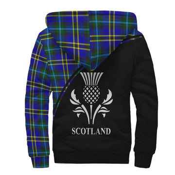 Weir Modern Tartan Sherpa Hoodie with Family Crest Curve Style