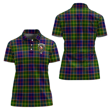Whitefoord Modern Tartan Polo Shirt with Family Crest For Women