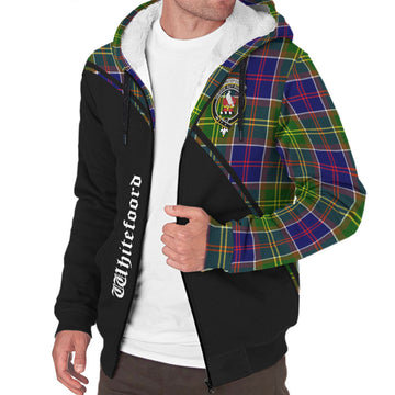 Whitefoord Modern Tartan Sherpa Hoodie with Family Crest Curve Style