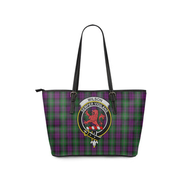 Wilson Tartan Leather Tote Bag with Family Crest