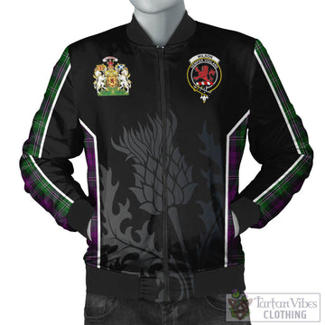 Wilson Tartan Bomber Jacket with Family Crest and Scottish Thistle Vibes Sport Style