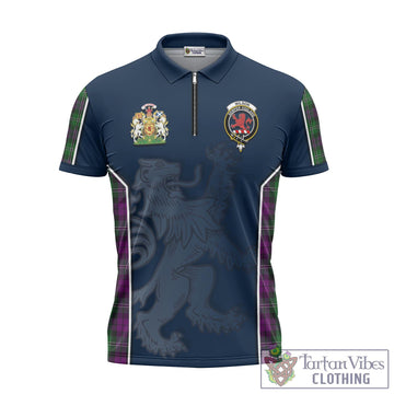 Wilson Tartan Zipper Polo Shirt with Family Crest and Lion Rampant Vibes Sport Style