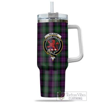 Wilson Tartan and Family Crest Tumbler with Handle