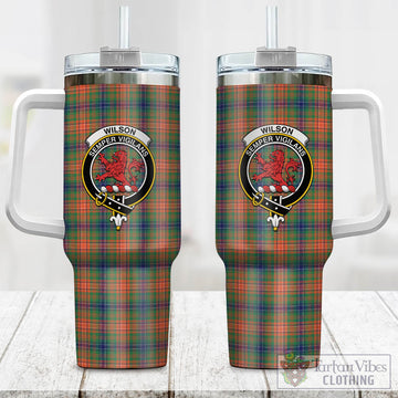 Wilson Ancient Tartan and Family Crest Tumbler with Handle