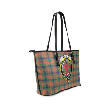 Wilson Ancient Tartan Leather Tote Bag with Family Crest