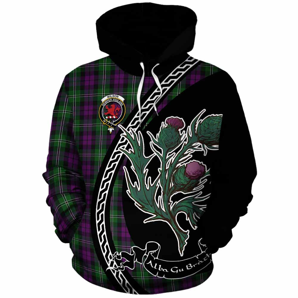 Wilson Family Crest Tartan Cotton Hoodie Alba Thistle Inspired